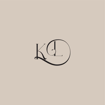dinamyc curvy initial concept monogram wedding logo letter elegant and luxury style KL