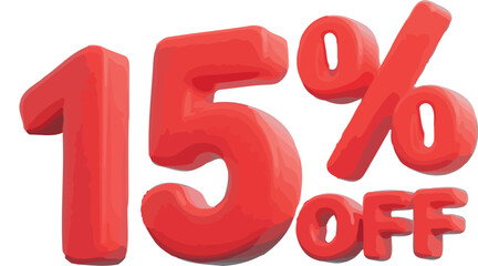 Eye Catching Fifteen Percent Off Sale Advertisement with Bold Red Font and Dimensional Design for Marketing Promotions