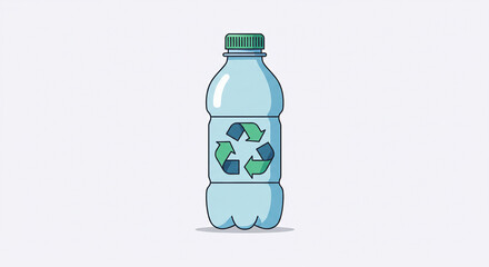 Plastic water bottle illustration with green recycle sign, emphasizing eco-conscious practices.