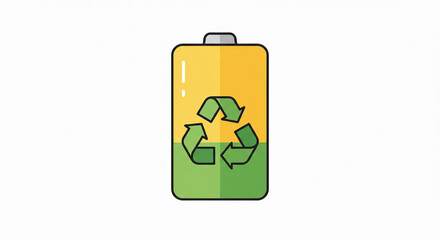 Battery icon with a recycle symbol, ideal for energy conservation and e-waste concepts.