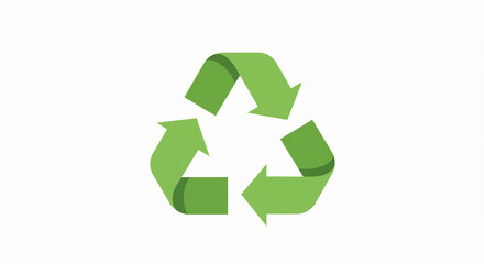 Obraz premium Classic green 3-arrow recycle icon in flat design, perfect for environmental projects