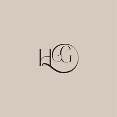 dinamyc curvy initial concept monogram wedding logo letter elegant and luxury style HG
