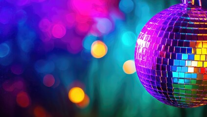 Disco ball in vibrant background