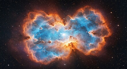 Obraz premium Spectacular dumbbell nebula shines brilliantly in the vast cosmos with vibrant hues