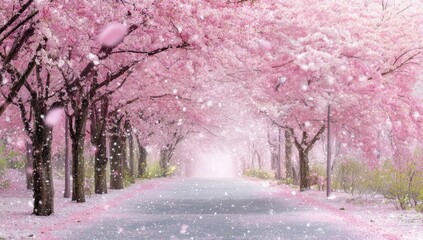 Pink Cherry Blossom-lined Path