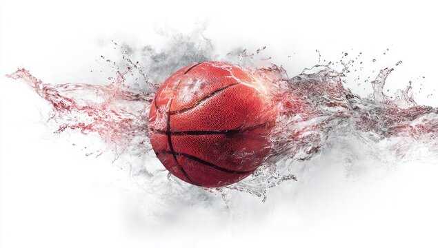 Dynamic basketball exploding through water - Powered by Adobe