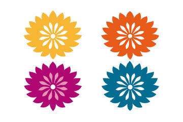 set of Chrysanthemum vector silhouette illustration isolated on white background