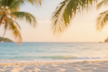 Obraz premium Serene Beach with Vacation Vibes and Sunlight