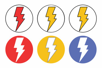 set of vector lightning bolt