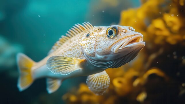 Atlantic cod being reintroduced into protected waters, soft marine lighting, and calm conservation scene