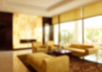 Blurred elegant hotel lounge waiting area