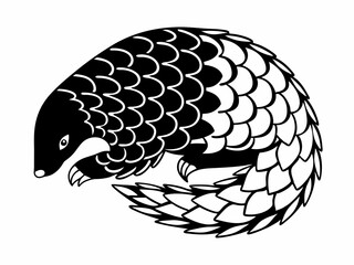 Stylish Pangolin Icon Curled With Overlapping Scales Inse Line Art Design