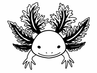 Vibrant Axolotl Icon With External Frilly Gills Happy Fac Vector Illustration