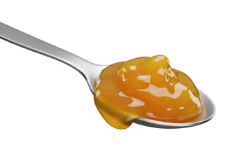 Isolated Spoonful of Golden Orange Marmalade