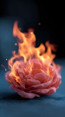 Burning Rose Flower in Flames Close up Image of a Rose on Fire fire rose