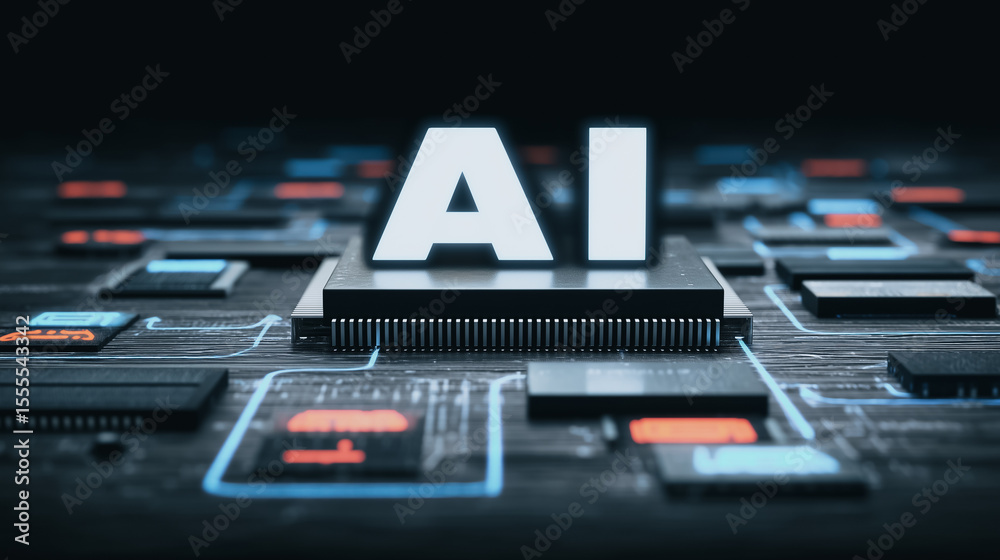 Poster ai processor: conceptual representation of a ai processor, highlighting the technological prowess an