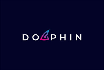 Dolphin Logo, Letter L with Fin icon combination in text Dolphin typography logo, vector illustration