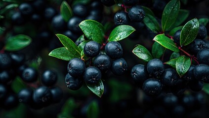 Close-up of dark berries on a bush