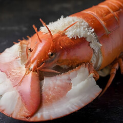 Red Lobster's Delight: A close-up shot showcases a vibrant red lobster, freshly prepared and ready to be enjoyed. Focus on exquisite seafood experience, highlighting its appeal.