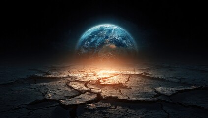 Earth above cracked, arid ground