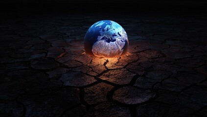 Earth, cracked, dry, fiery, center