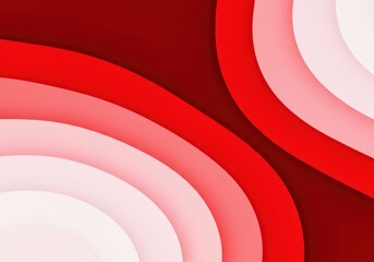Abstract red and white curved bands overlapping in a graphic design