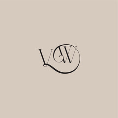 elegant and luxury style VW monogram wedding logo letter dinamyc curvy initial concept