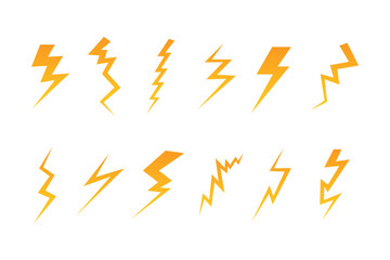 Stylized Yellow Lightning Bolt Icons Collection