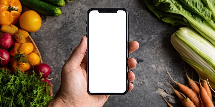 Smartphone Displayed Against Fresh Produce