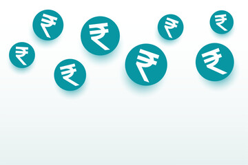 modern style indian rupee floating sign banner with text space