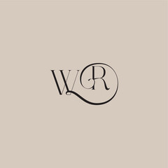 Obraz premium elegant and luxury style WR monogram wedding logo letter dinamyc curvy initial concept