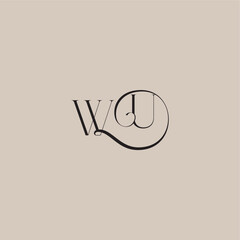 Obraz premium elegant and luxury style WU monogram wedding logo letter dinamyc curvy initial concept