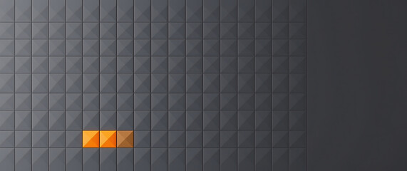 Modern Abstract Dark Gray Geometric Squares Wall Panels Pattern with Bright Orange Element Minimal Architecture Background