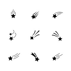 Set of Shooting Star Icons with Motion Trails