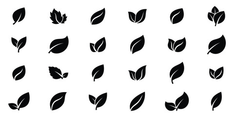 Leaves icon. Leaves icon set. Vector illustration. Leaf shapes collection