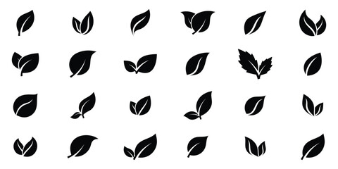 Leaf icons set. Leaves icon on isolated white background. Collection leaf. Ecology sign. Vector illustration.