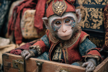 Obraz premium close-up of monkey with colorful theater