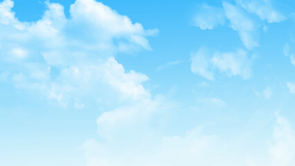 Beautiful blue sky clouds for background.  Clear blue sky background, clouds with background. Vector illustration.