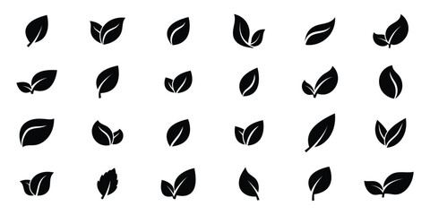 Leaf icons set. Leaves icon on isolated white background. Collection leaf. Ecology sign. Vector illustration.