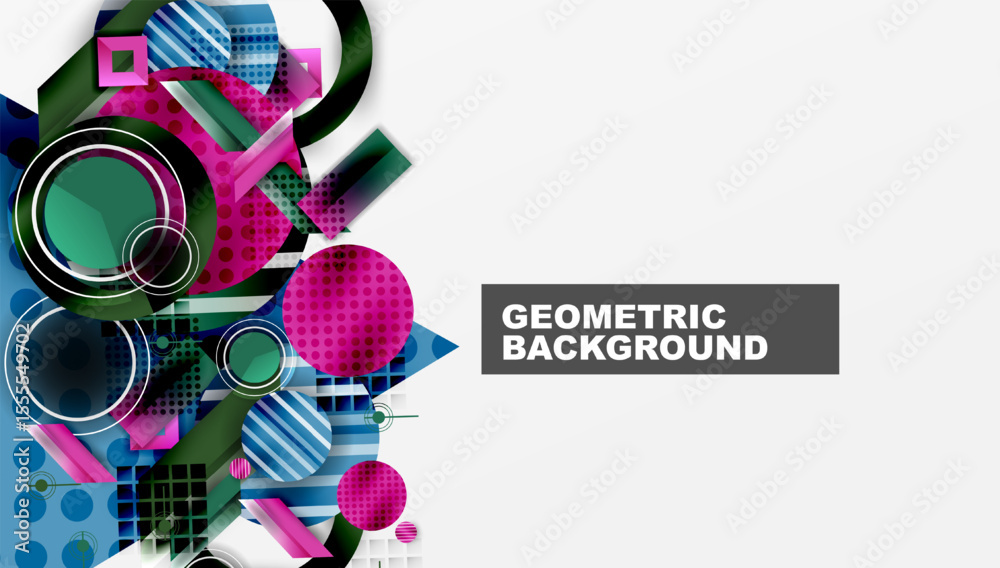 Aufkleber Abstract geometric shapes, vibrant colors, dynamic composition. Modern design elements create visually interesting background.