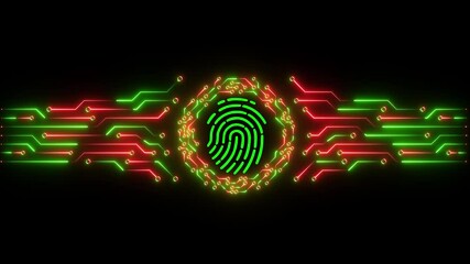 fingerprint. 4k loop background on internet security and technology. Looped animation HUD GUI UI design. Fingerprint scanning. Touch ID futuristic processing of biometric scanner technology.   - Powered by Adobe