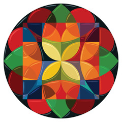 Mexican talavera ceramic tile pattern. Decoration with ornamental flowers. Traditional decorative circle objects. Ethnic round folk ornament. Vector background