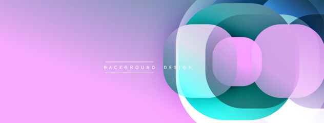 Abstract geometric shapes, purple pink gradient, modern design. Overlapping circles create dynamic visual effect. Smooth transitions, clean aesthetic.