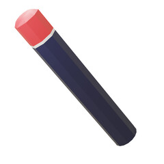 A 3D illustration of a black pencil with a red top. Perfect for creative, educational, and stationery design projects or writing themes.