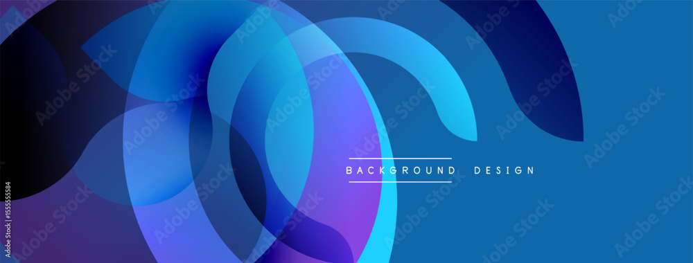 Poster Abstract flowing shapes, vibrant blue purple gradients. Modern design element, suitable background texture. Smooth curves create dynamic visual effect.