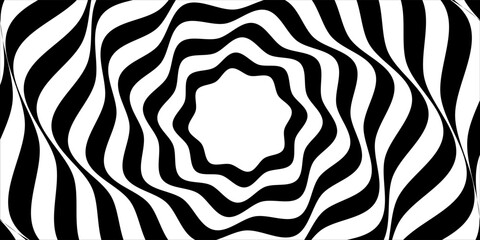 bstract hypnotic pattern with black-white striped lines. vector eps 10