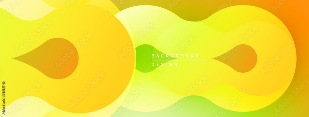 Poster abstract vibrant design. overlapping shapes create dynamic visual effect. yellows, greens blend seam