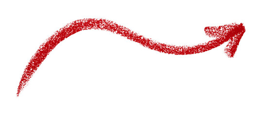 Red arrow symbol colored pencil isolated on transparent background