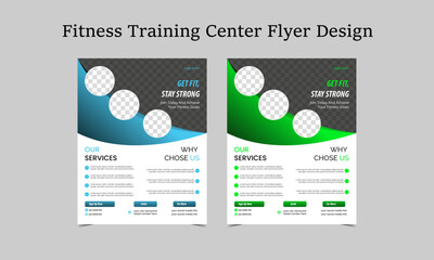 Fitness Training center flyer design, modern gym center flyer template