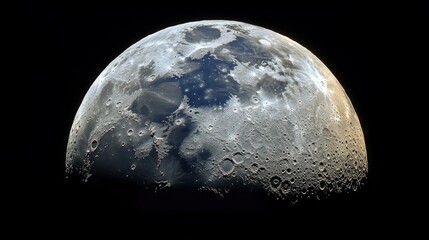 A stunning view of the moon showing detailed craters and surface features. The moon shines brightly against a dark backdrop. Explore its beauty through this artwork. Generative AI